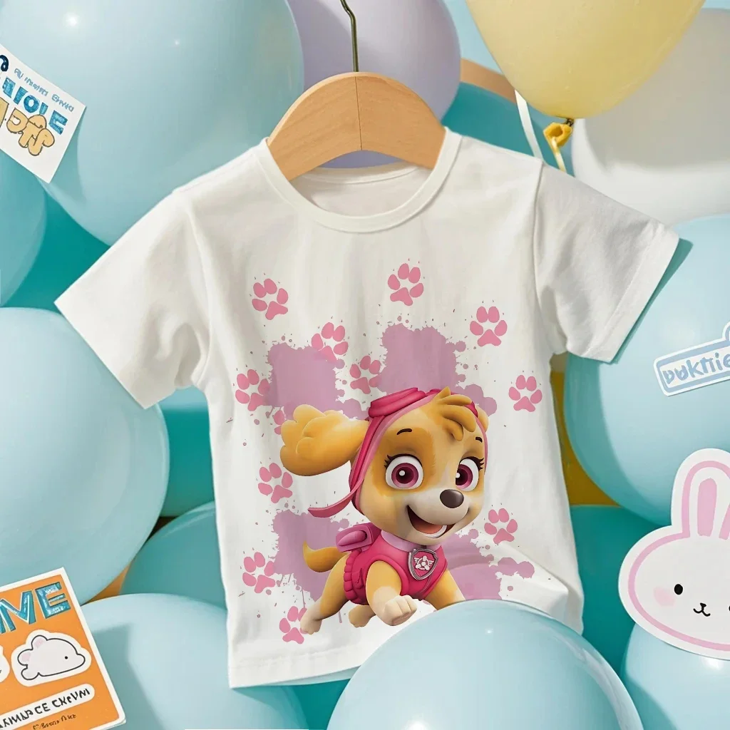 2026 PAW Patrol Kids T Shirt Color Splash Puppy Print Short Sleeve Tops Boys Girls Summer Casual Tee