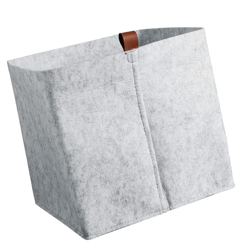 

Storage Basket Premium Material Desktop Organizer Portable Sundry Basket Household Items Handle Grey Soft Felt