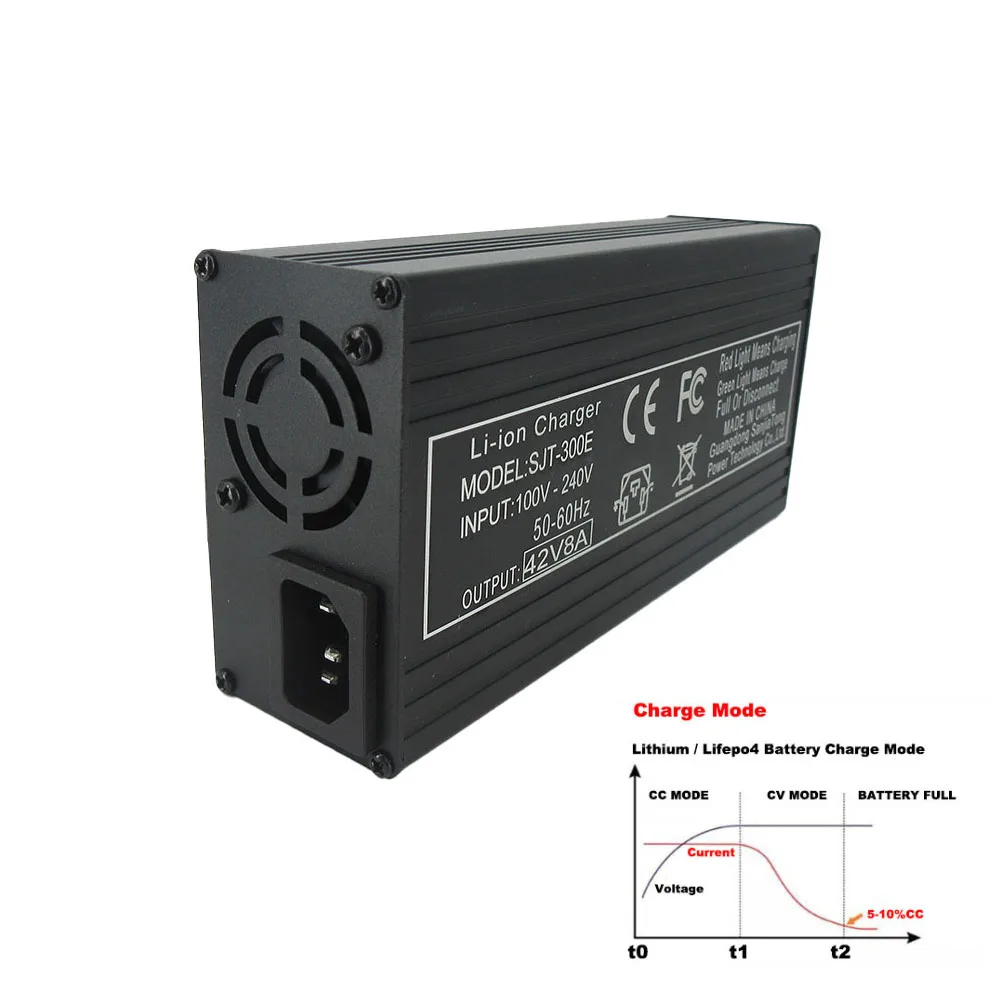 Carregador rápido com Shell de alumínio, bateria do Li-íon, XT60, 42V, 36 volts, 37V, lítio 10S, 50Ah, 80Ah, 220V, 8A