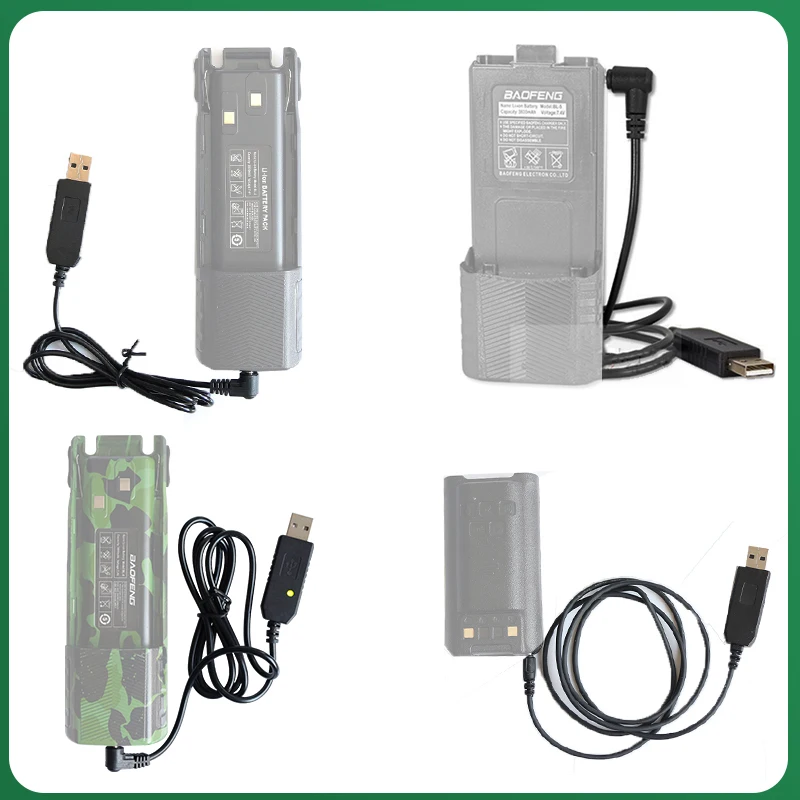 BaoFeng UV-S9 UV-5R+PLUS USB Charger Cable UV-5R UV-82 Battery Charger Cable For UV10R BF-B3 Plus AR-152 Walkie Talkie Accessory