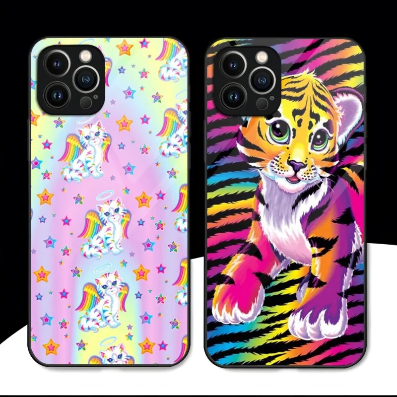 Lisa Frank Art Phone Case Tempered Glass For IPhone 13 12 11 14 Pro Max Mini X XR XS 8 7 6s Plus SE 2020 Cover