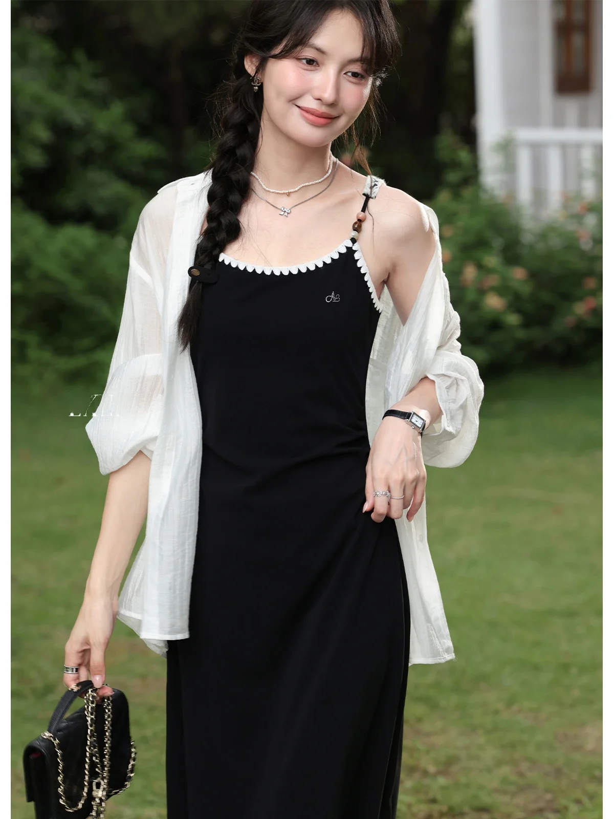 

Ele Loose Lightweight Long Sve irt for Women South Deer Sle Casual Faion Summer Thin Cotton Collar Top