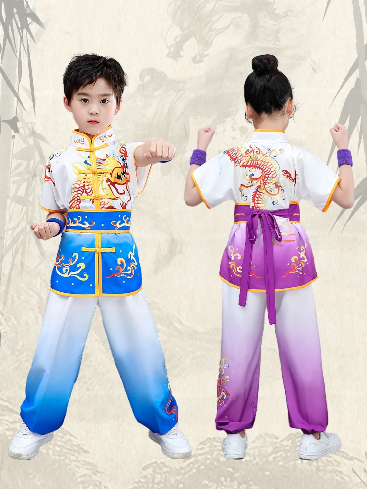 Children Chinese Kung Fu Uniform Performance Boy Martial Arts Set Kids Wushu Embroidery Taiji Training Suit Exercise Clothing