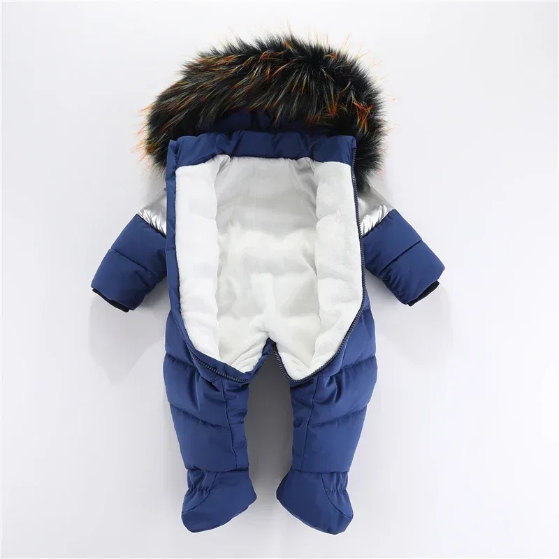 Winter Newborn Baby Romper With Gloves Warm Baby Girl Clothes Hooded Children's Clothing Set Thicken Kids Boys Jumpsuit 0-24M