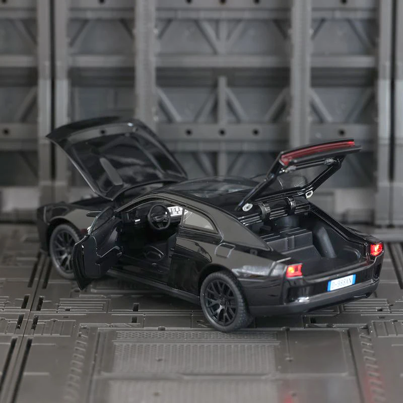 1:32 Dodge Hellcat liga modelo de carro portas e capô do motor, o porta-malas pode ser aberto tem funções de som e iluminação simuladas