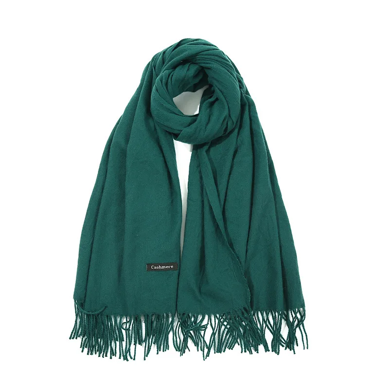 Embroidered Scarf Customized Name Scarf Personalized Solid Color Thickened Autumn And Winter Tassel Shawl For Women