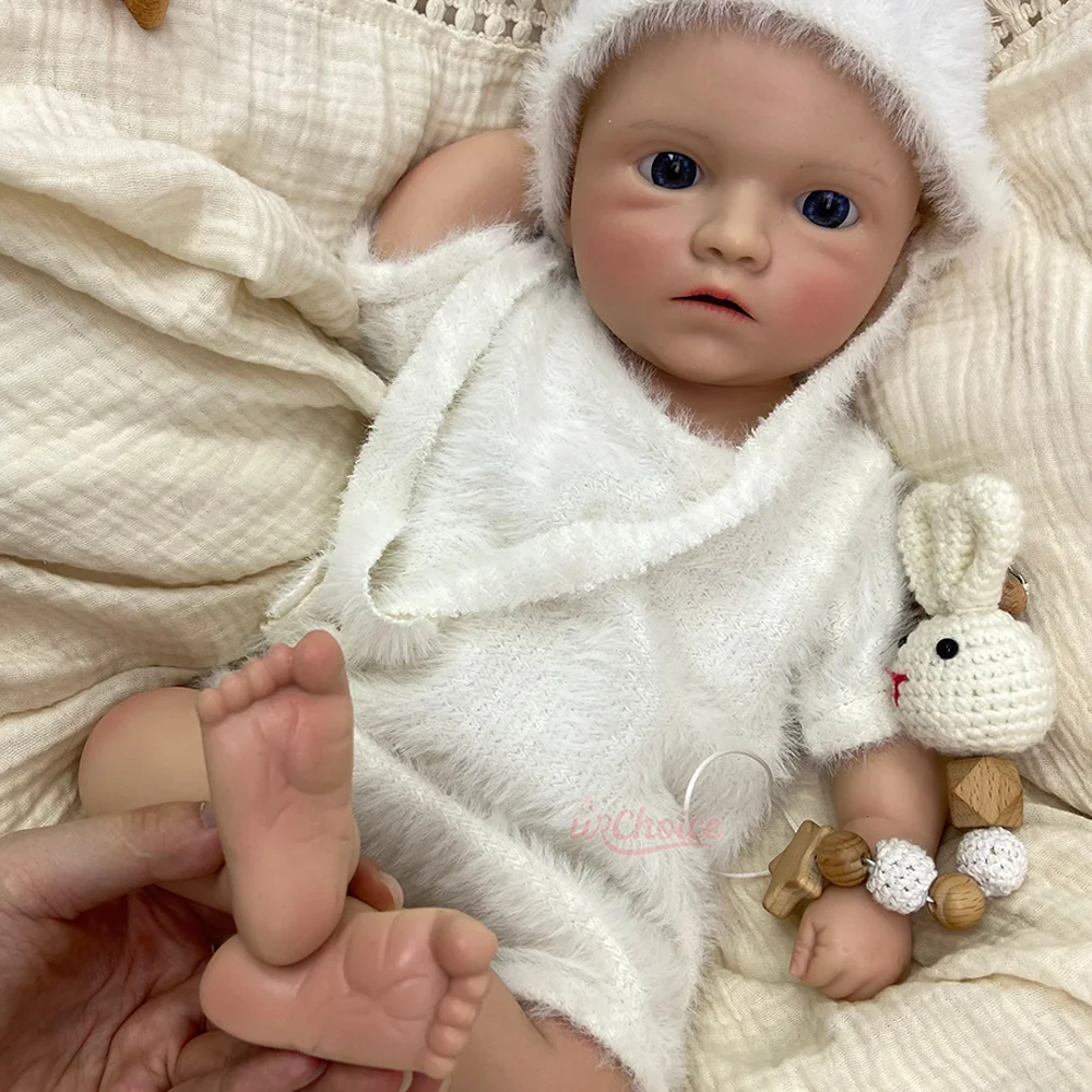 Hand-Painted 20 Inch Washable Silicone Reborn Doll Chubby Weighted Veins Reborn Doll Blue Eyes Newborn Spain Doll Enthusiast