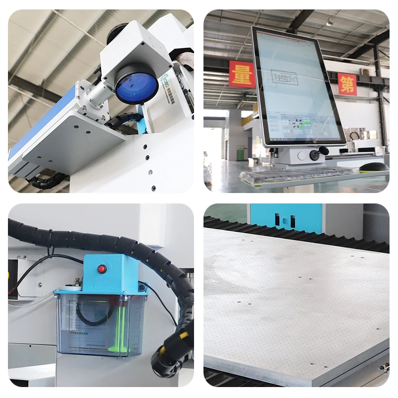 All-In-One Roestvrijstalen Glas Led Spiegel Zandstralen Boren Fiber Laser Markering Machine 50W