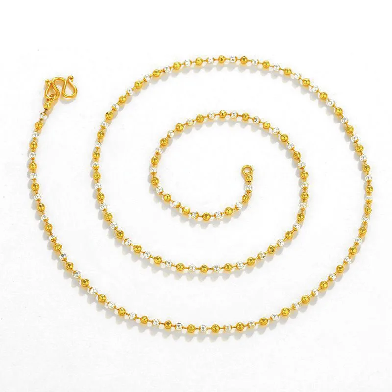 XP مجوهرات-( 45 سنتيمتر * 2 مللي متر) مزيج 2 الذهب اللون الخرز سلسلة القلائد للنساء الرجال مجوهرات الأزياء النيكل الحرة