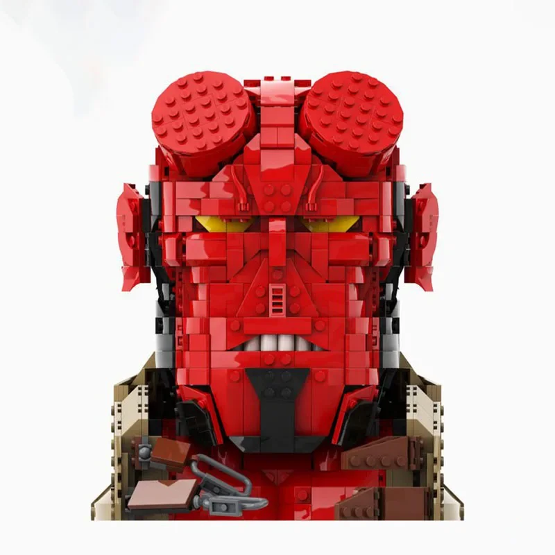 

1328PCS MOC Science Fiction Movie The Red - HellBoy Bust Helmet Series Building Blocks Model Festival Children Gifts