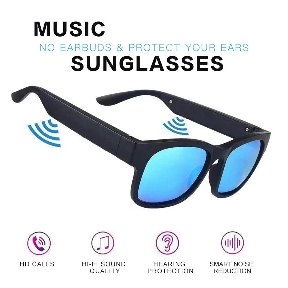 NEW 5.0 Sunglasses Headphone Support Bluetooth Earphone Headsets Smart Glasses with Mic Sport Microphone Speaker Wireless Stereo