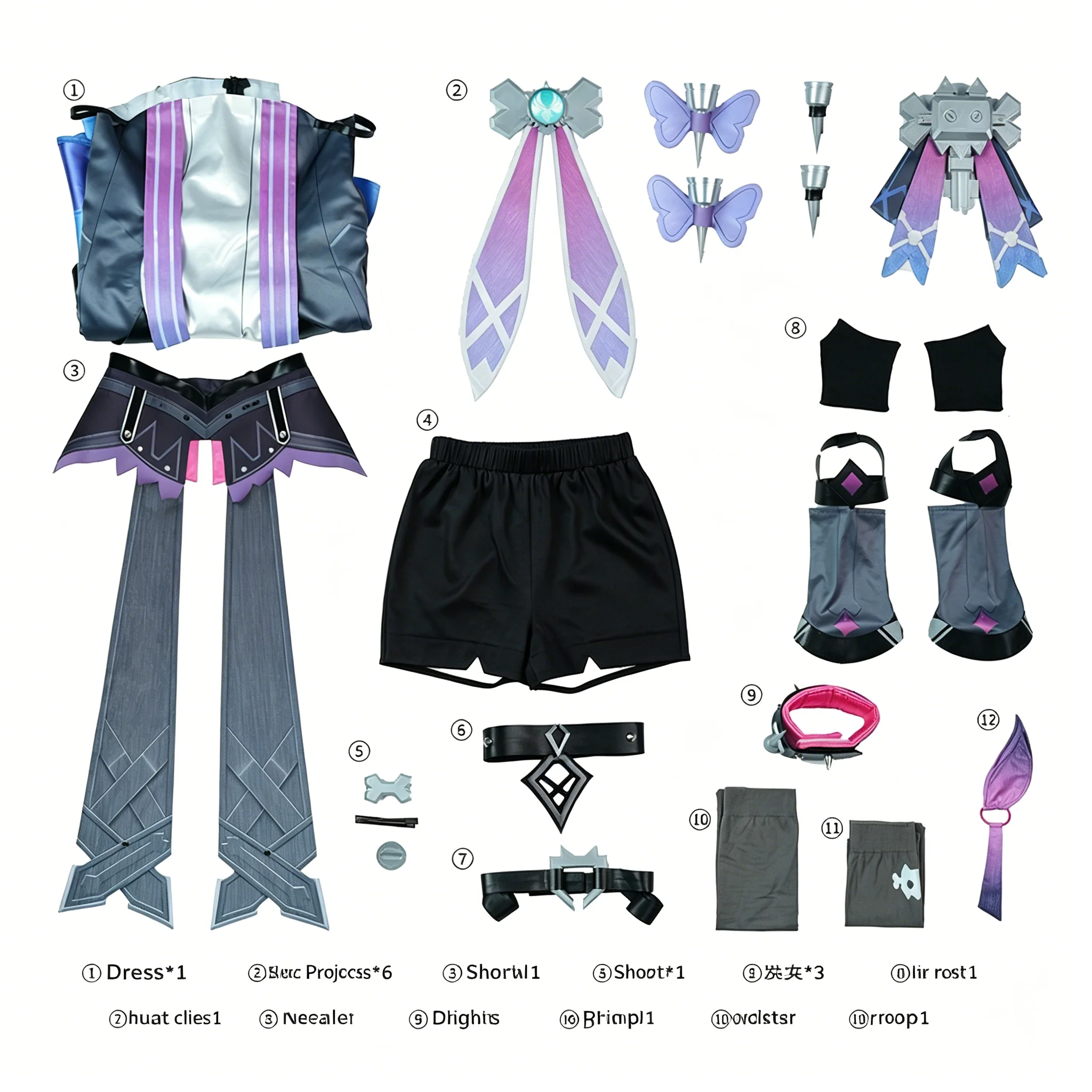 Conjunto Completo de Cosplay de Genshin Impact Prune Dreamful Heart, Traje de Juego de Rol de Anime para Mujer con Accesorios Completos para Comic Con