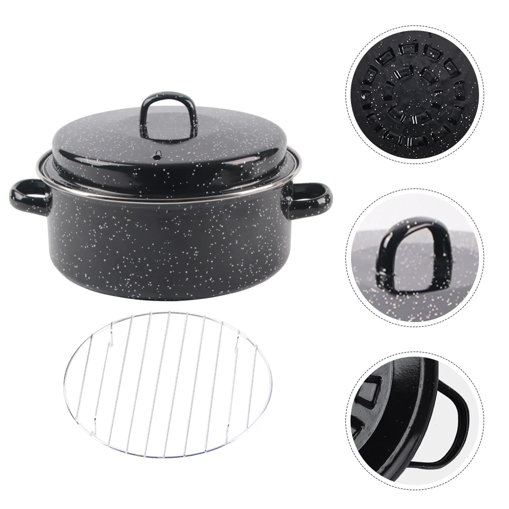 

Roasted Sweet Potato Pan 24.5CM Reusable Enameled Cooking Pot Lid Ergonomic Handles Turkey Cooker Bottom Heat Uniform Roasting