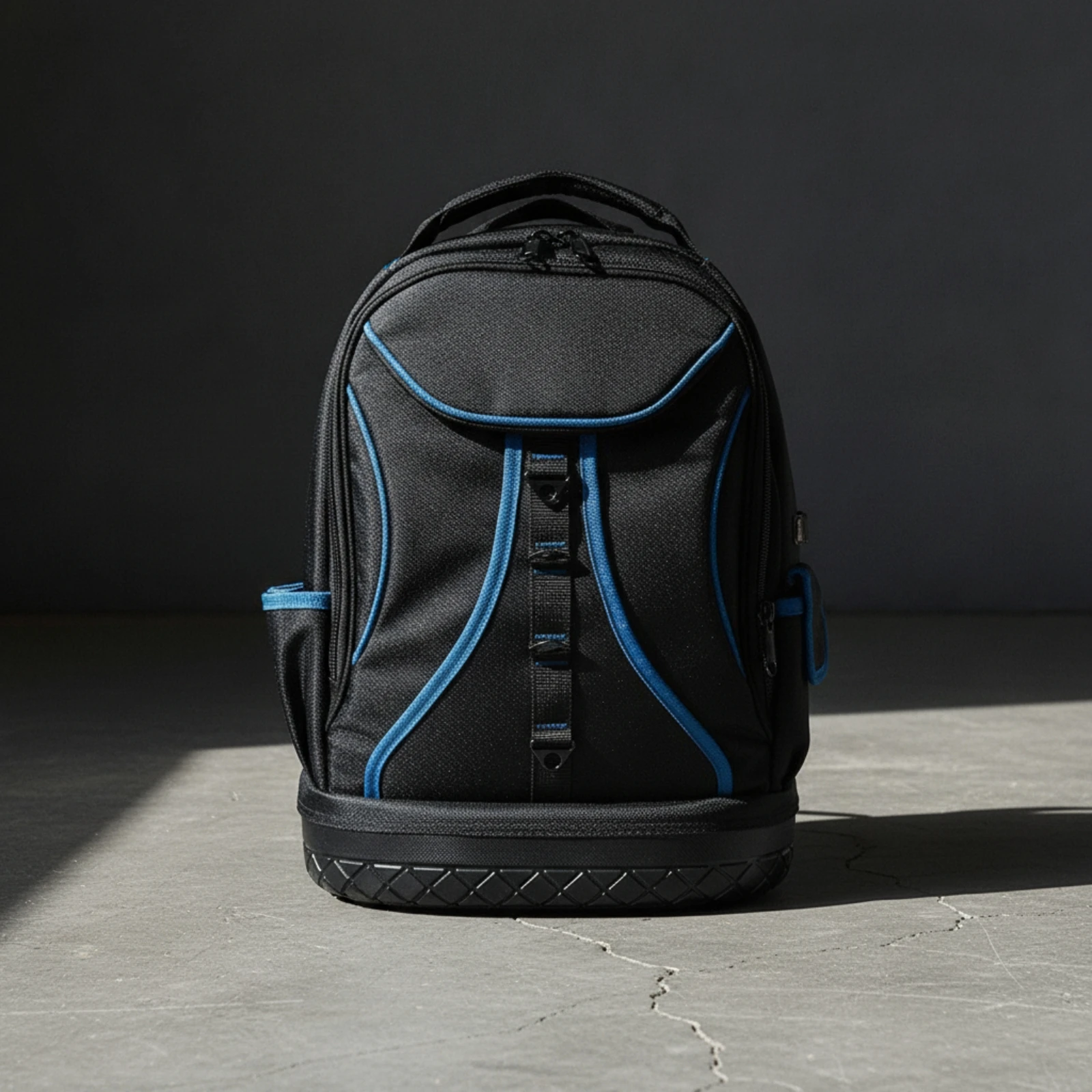Tool Backpack with Plastic Base Breathable Tool Backpack with Molded Base Large Capacity Reinforced for Electricians, Jobsite