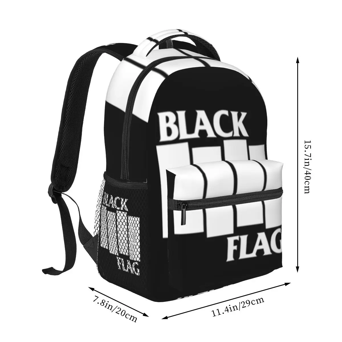 Black Flag Punk Rock Band Henry Rollins Student Backpack School Bag Hiking Travel Daypack for Boys Girls Bookbag Shoulder Bags