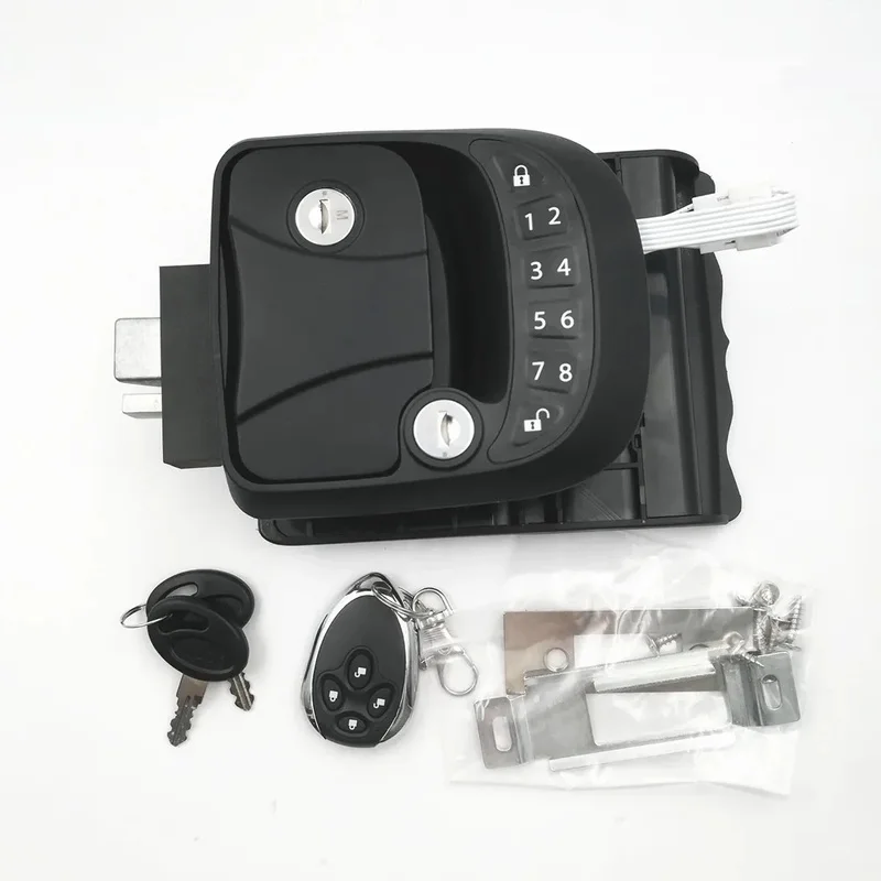 Universal Keyless Car Door Lock with Remote Control, Password Keypad, Backlit & 2 Keys for Camper Trailer Caravan