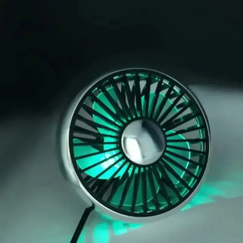 Portable Car Fans Mount Universal Air Vent Clip Lighting Air Outlet Plug-In Cooling Fan with 360° Rotatable 3 Speeds Wind
