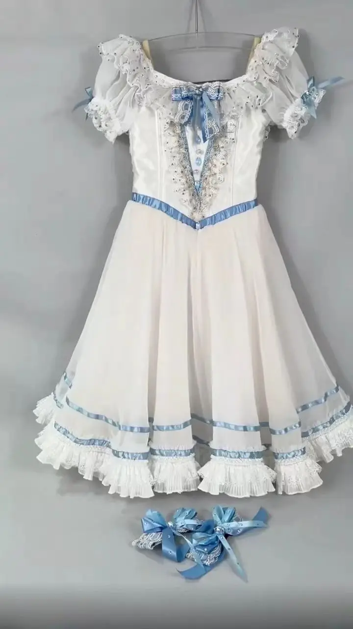 

2024 prom variation ballet dress private custom white blue navy collar diamond gauze dress