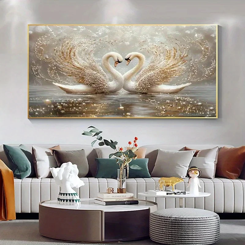 

Large Abstract Couple Swan 5D Diy Diamond Art Painting Mosaic Embroidery Full Rhinestones Home Decor Heart-shaped