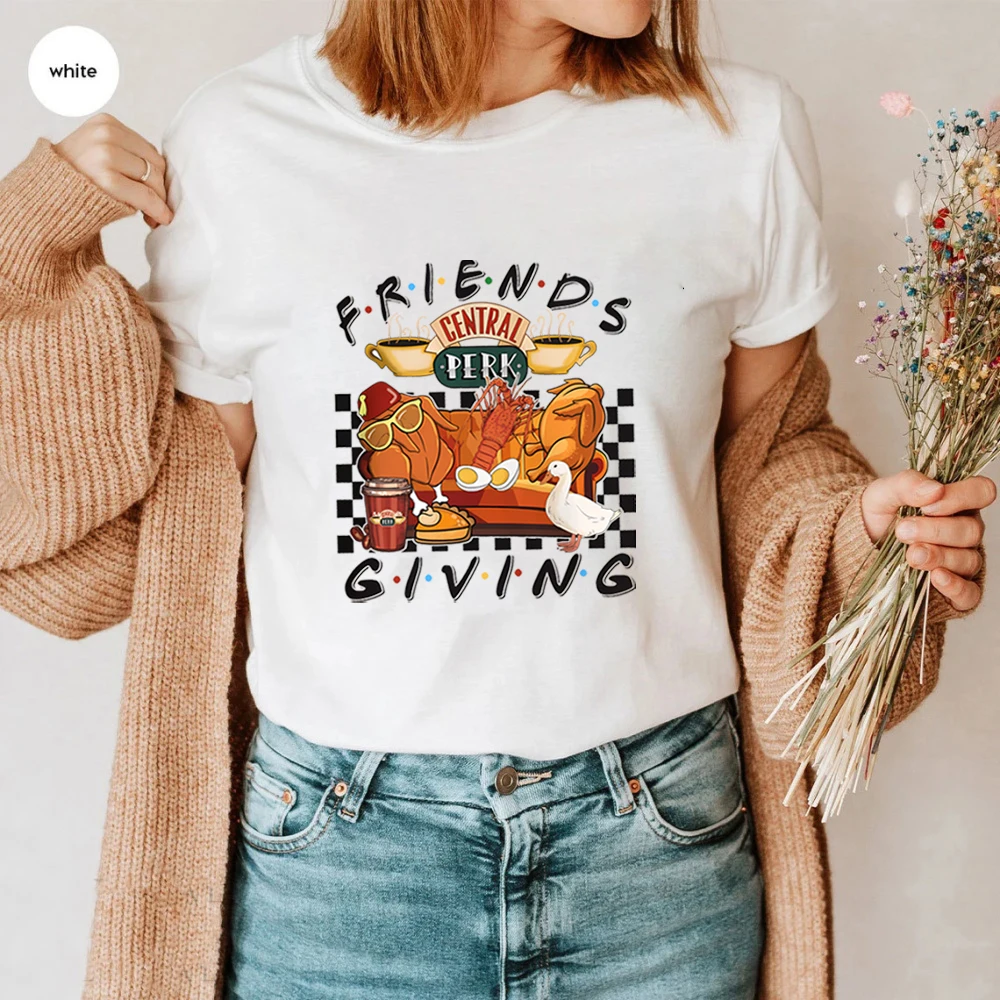 Thanksgiving T Shirt Friends Turkey Thanksgiving T-shirt Friends Turkey Graphic T Shirts Funny Tv Show Tee Central Perk Tops