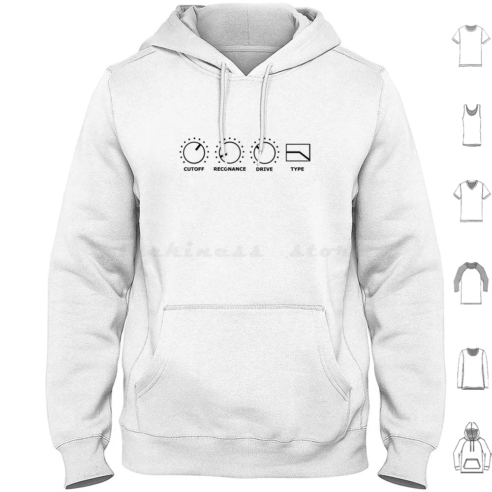 Synthesizer Nerd Producer Lfo Filter Control Hoodie Cotton Long Sleeve Music Producer Dj Synth Synthesizer Lfo Daw Black And