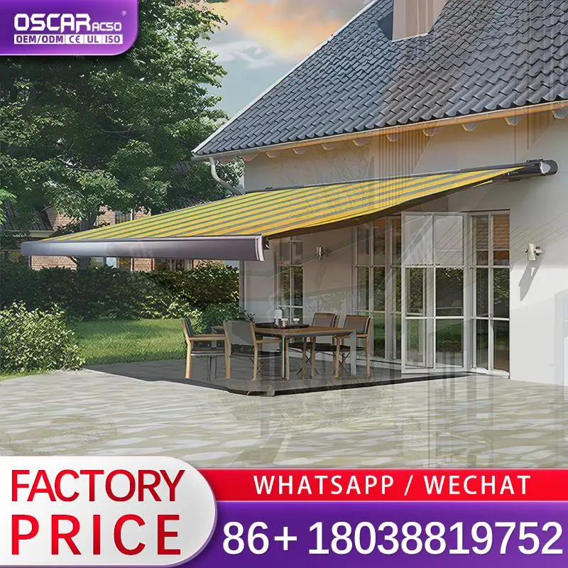 4x4 Acrylic HeavyDuty Motorized Awning Canopy 5m Projection Remote Control Adjustable Angle for Gardens Outdoor Sunshade Retract