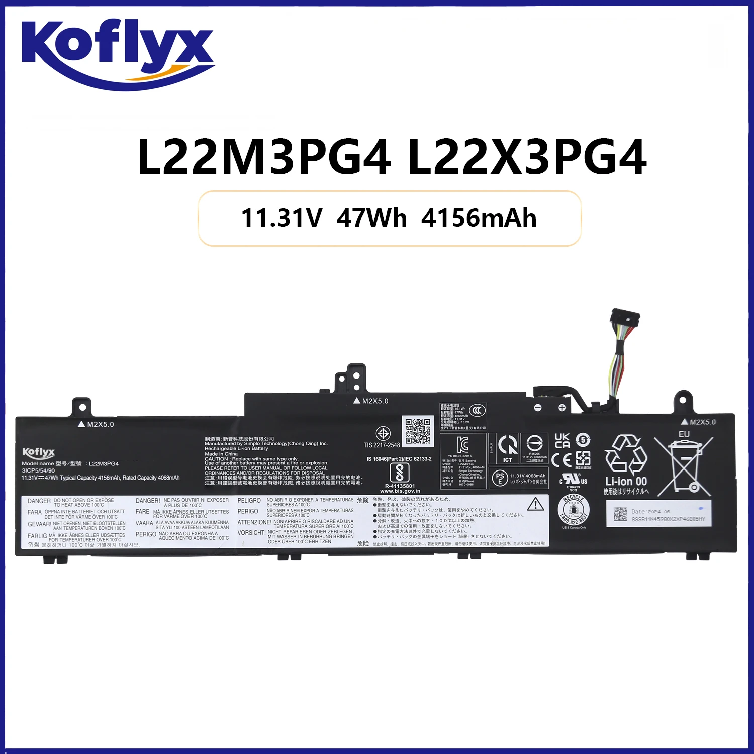 

Koflyx new laptop battery for Lenovo L22M3PG4 L22X3PG4 ThinkPad E14 Gen 5 E14 Gen 6/E16 Gen 1 E16 Gen 2 Series