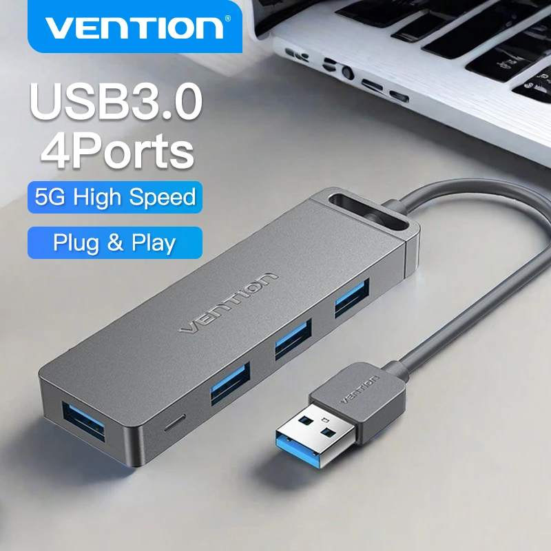 

Vention USB Hub 4 Ports USB 3.0 HUB for Keyboard,Mouse Compatible with MacBook Pro Air Laptop Desktop iPad PC Xbox PS5 Splitter