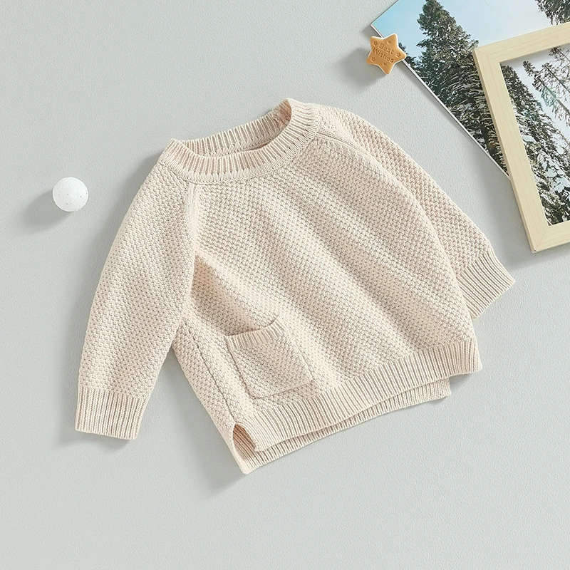 2023-06-01 Lioraitiin 0-24M Infant Baby Boy Girl Knitted Sweater Warm Long Sleeve Pullovers with Pocket Autumn Knitwear