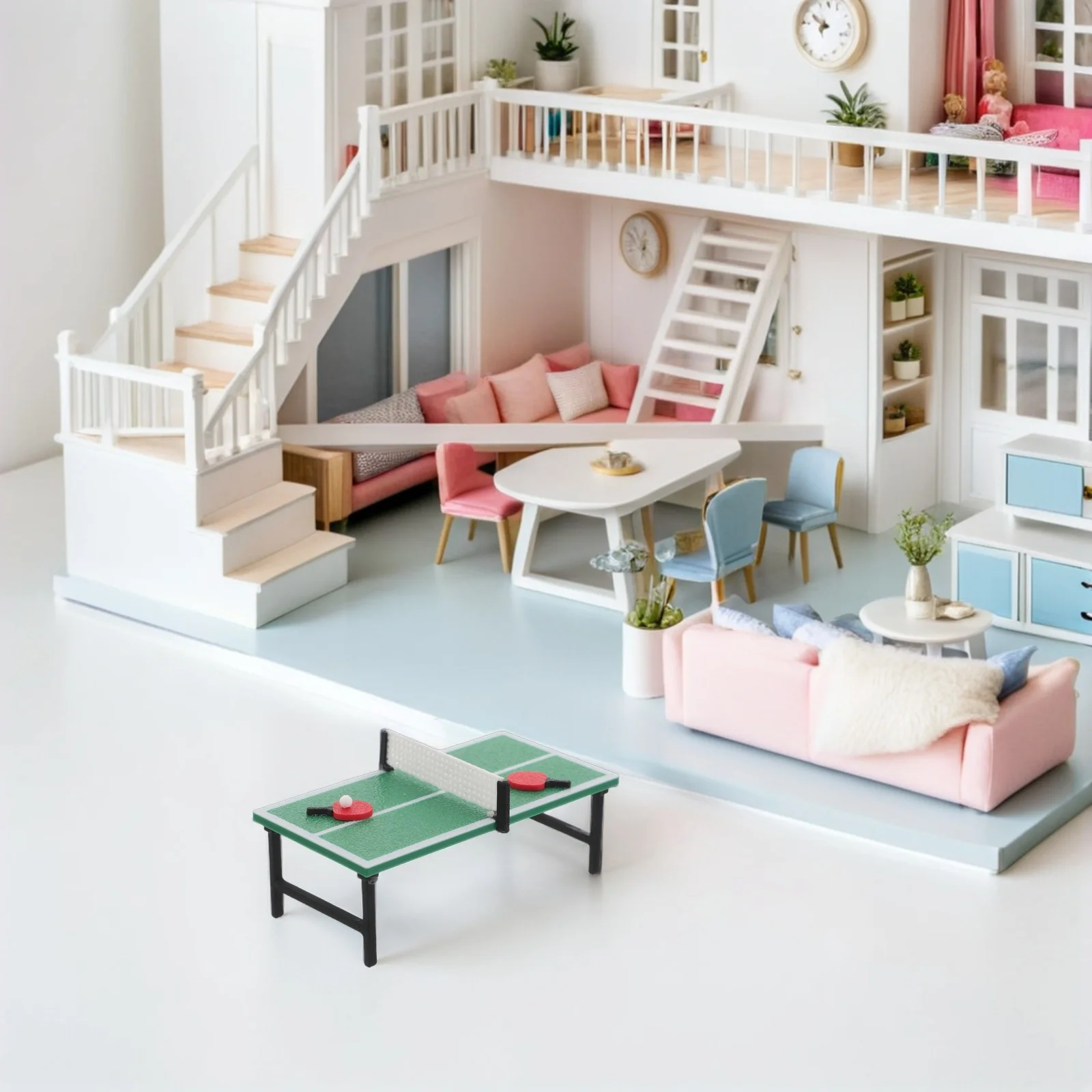 

1 set 1 Set Mini Tennis For Dollhouse Realistic Miniature Sports Equipment With Rackets Small Photo Props Diy Simulation Table