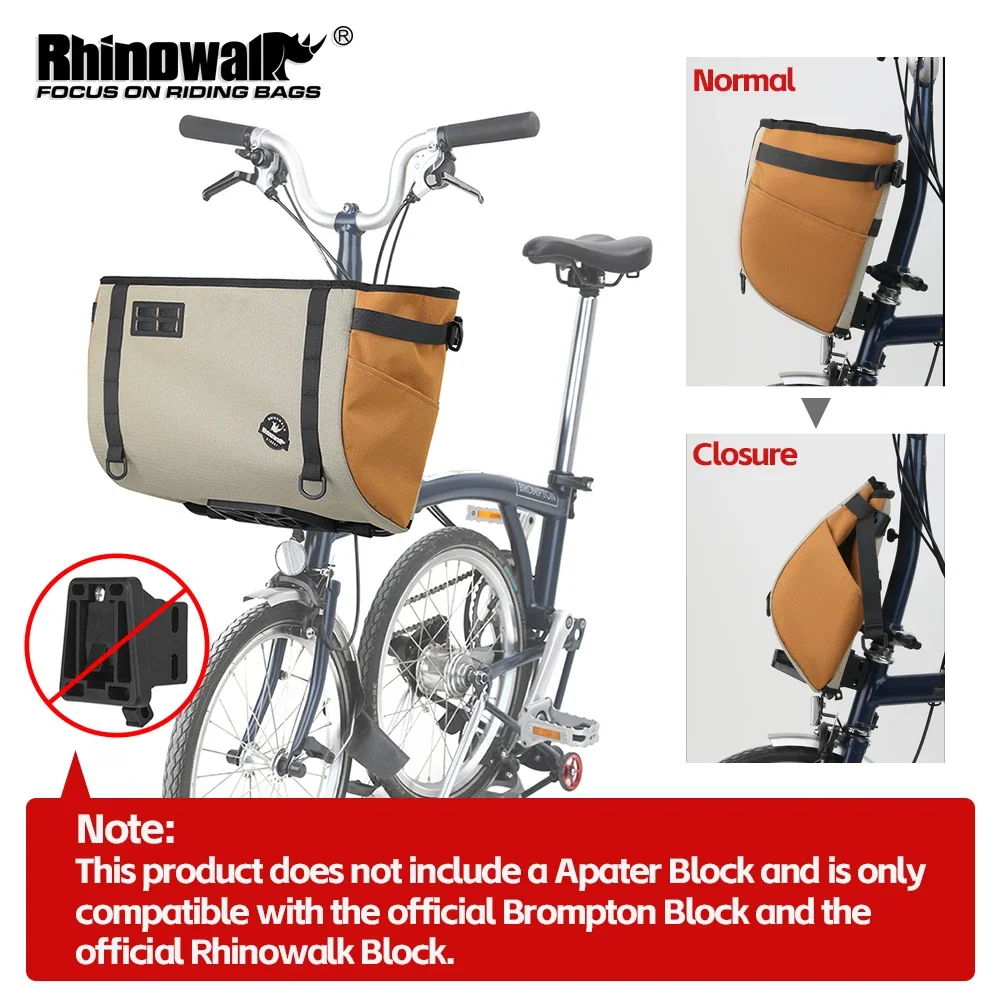 

Rhinowalk Bicycle Handlebar Bag 17L/24L Cycling Front Pack With Hidden Support Frame & Removable Inner Bag For Brompton Bike