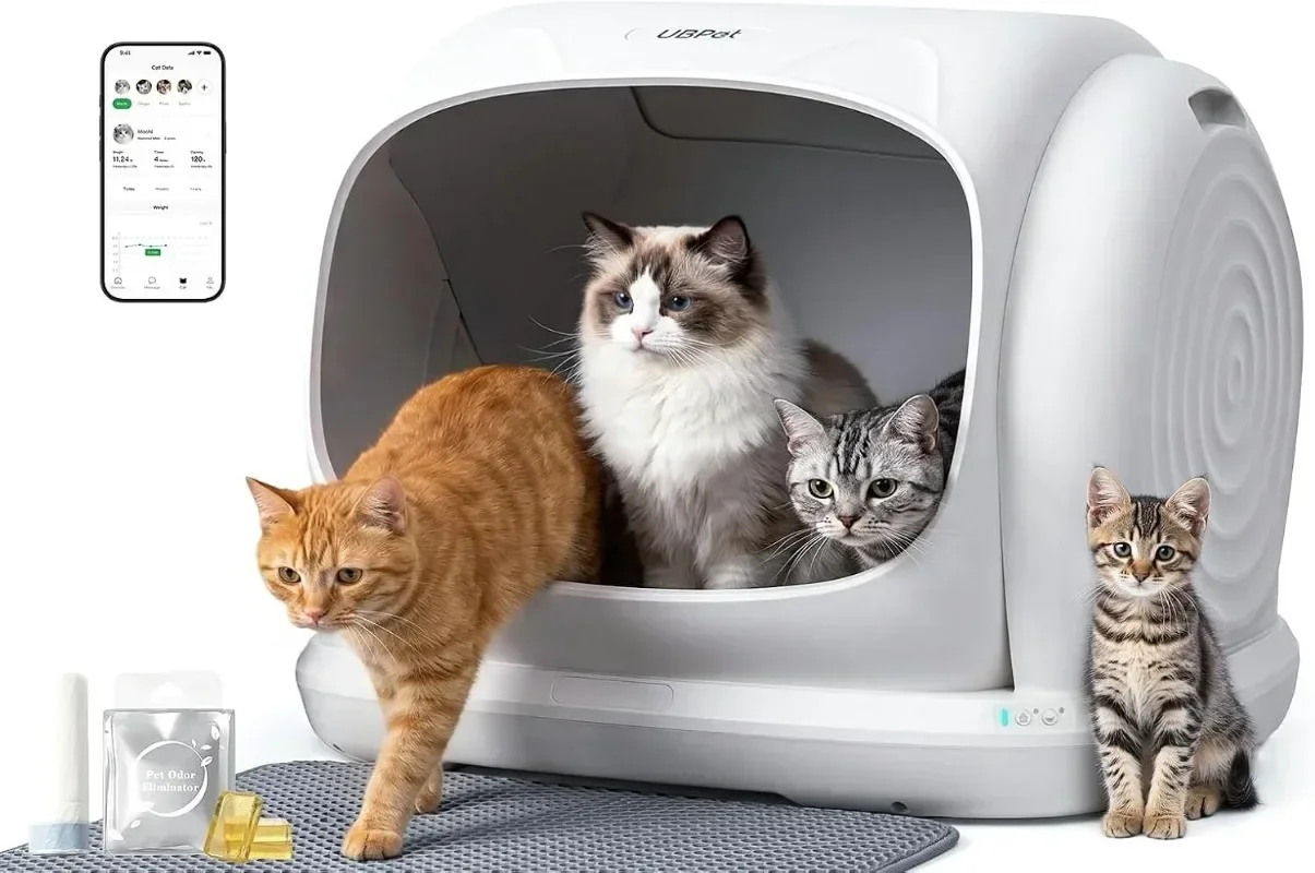 UBPET Self Cleaning Cat Litter Box, XXXL Automatic Litter Box for Multiple Cats, Weight Sensors Safety Protection, Smart APP