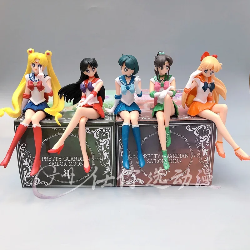 13.5cm Anime Sailor Moon Hino Rei Car Accessories Collection PVC Doll Sailor Mars Jupiter Mercury Venus Figures Toys Kids Gifts