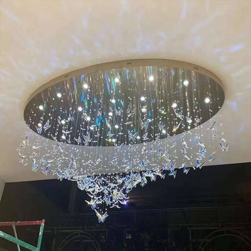 Modern Hotel Lobby Pendant Light Crystal Butterfly Ceiling Light Luxury Chandeliers Pendant Light