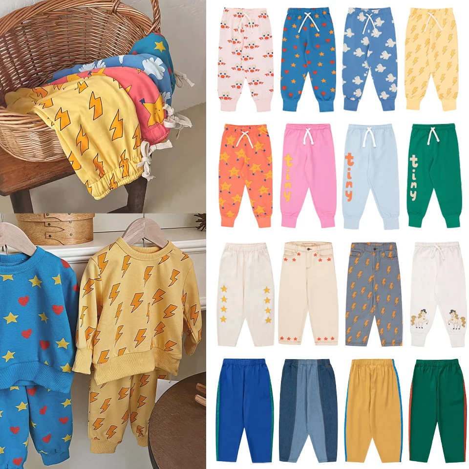 Girls Cartoon Full Printing Pants 2024 New TC Autumn Baby Kids Soft Trousers Boy Casual Cute Sweatpants Children Clothes Set