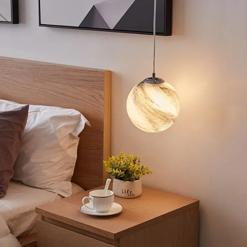 Lámpara colgante Led Planet para habitación de niños, candelabro creativo con bola de cristal, luces colgantes para dormitorio de niño, lectura espacial, decoración interior