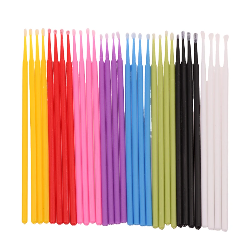 100Pcs Micro Cotton Swabs Lips Mascara Wands Pink Microbrush Micro Eyelash Grafting Applicator Brush For Eyelash Extension,