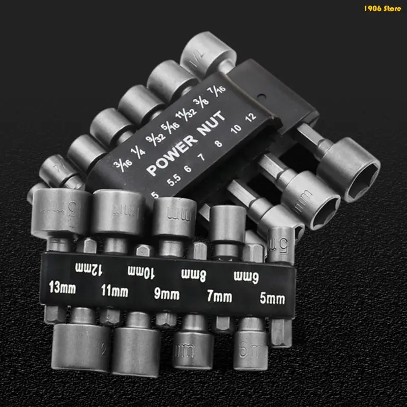 U1JB 9/14Pcs Socket Sleeves Adapter Hexagonal Connectors Socket for Head Outer Electric Wrench Extension Rod Driver Bit