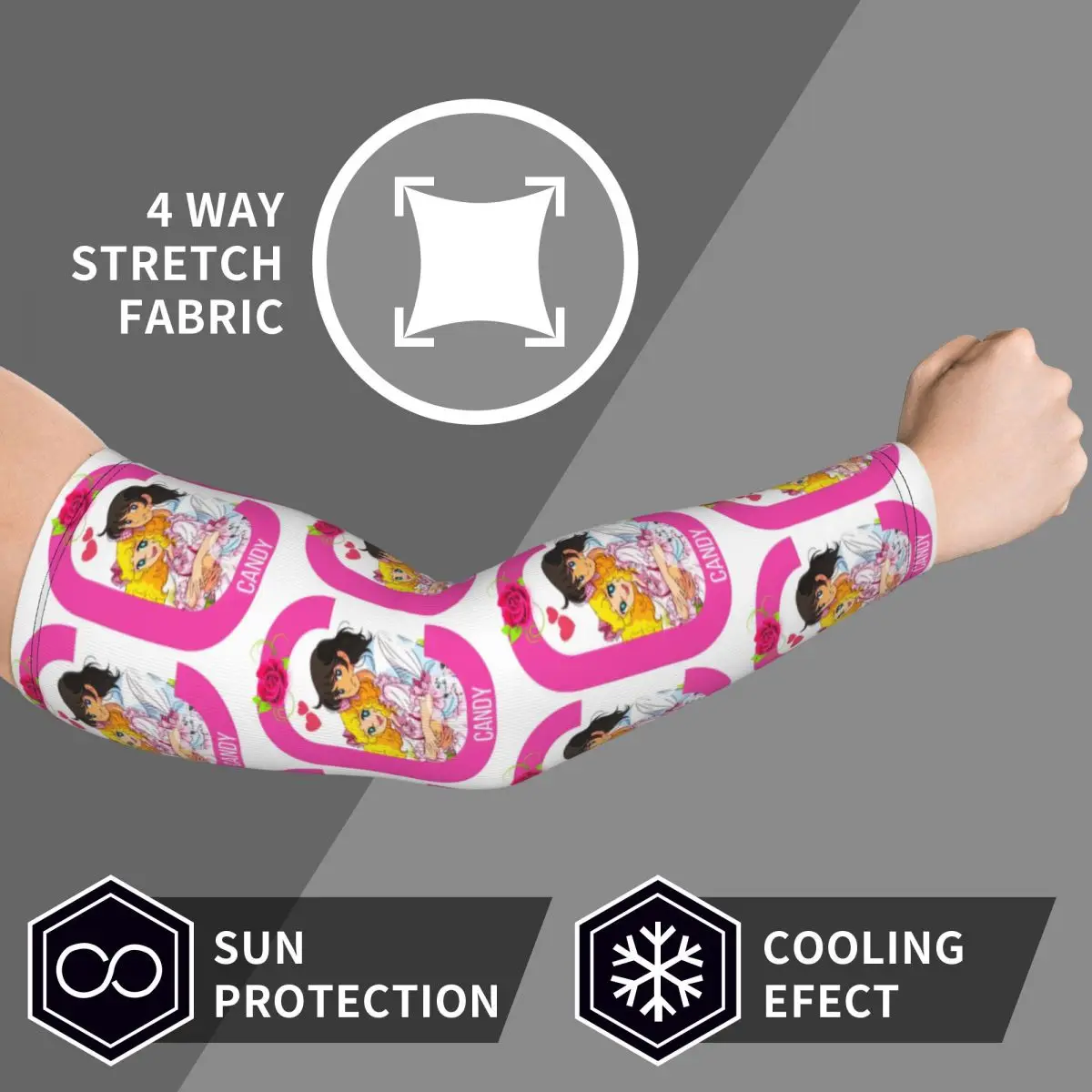 لطيف فتاة وأمبير بوي كاندي كاندي آند تيري أنيمي مانغا أكمام أذرع تبريد الرجال النساء الشمس الأشعة فوق البنفسجية حماية الوشم التستر الرياضة ركوب الدراجات #3