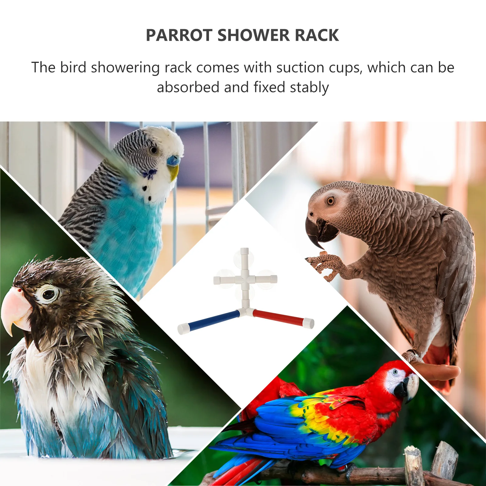 Plastic Bird Rack Suction Cups Sturdy Detachable Parrot Bath Toys Pet Supplies Gifts Bird Cage Accessories