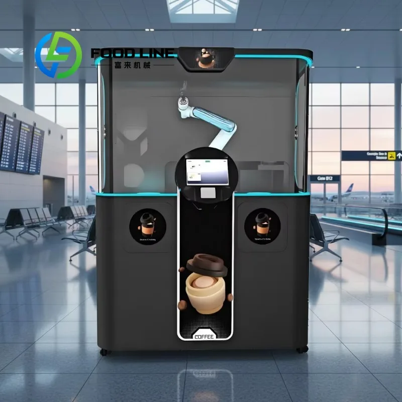 Chinese Hot Sale Fully Automated Intelligent Robot Vending Machine With Cobot Arm for Fresh Ground Cafe in Airport