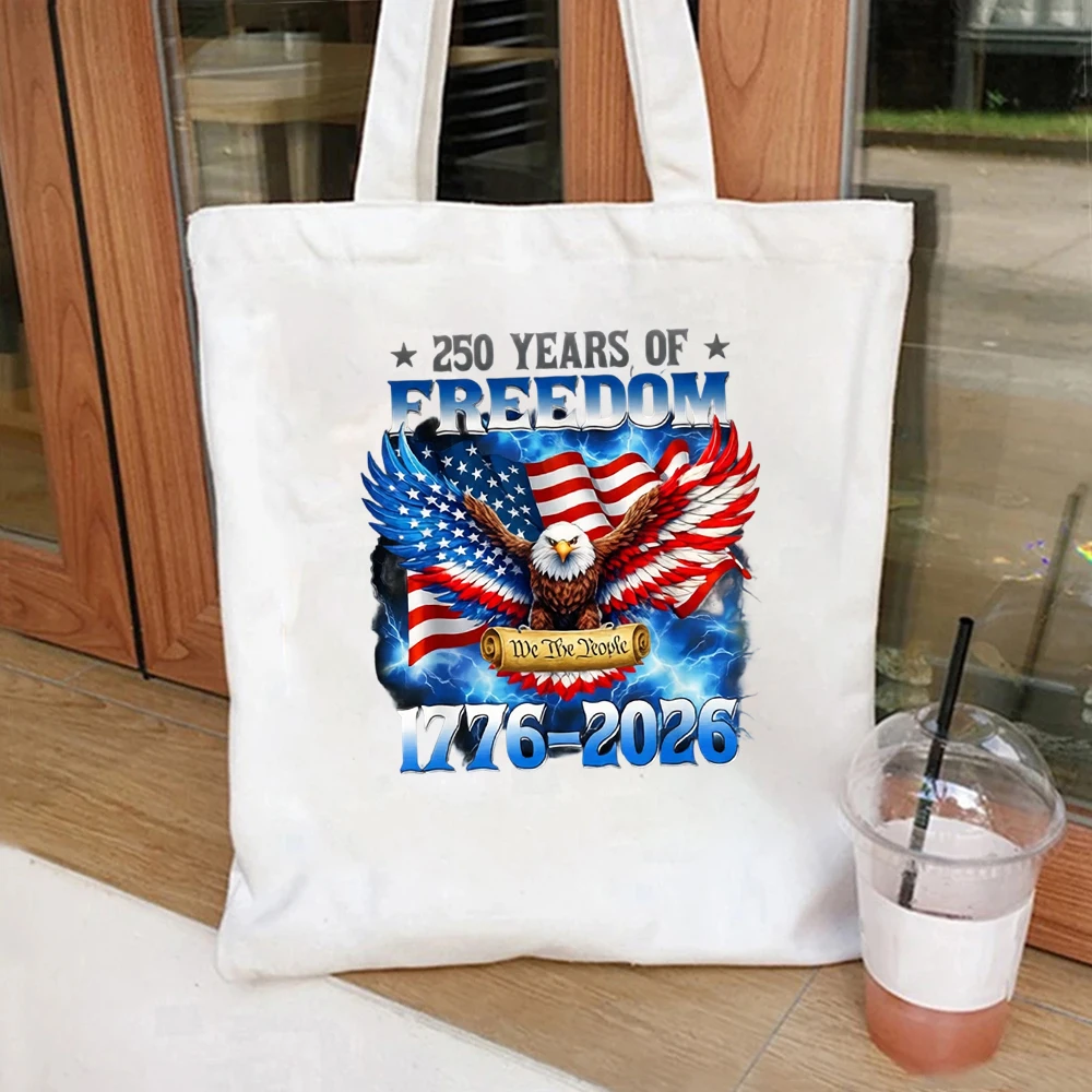 

250 Tote Bag Jet Smoke Wings Canvas Shoulder Bag Patriotic Gift 1776 2026 Independence Day Souvenir USA