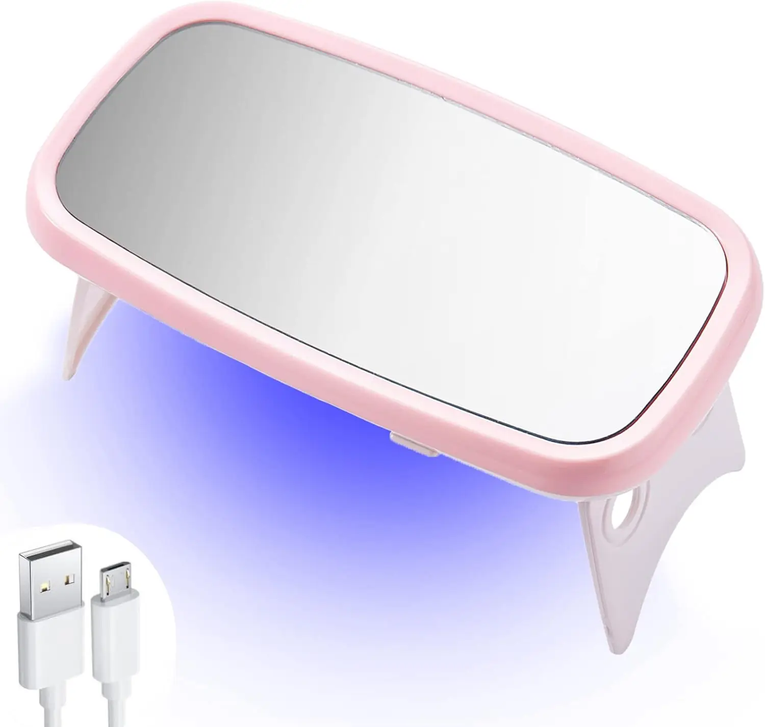 ضوء صغير للأشعة فوق البنفسجية لأظافر الجل، مصباح أظافر بالأشعة فوق البنفسجية LED واحد مع مرآة، مصباح معالجة مجفف الأظافر المحمول بقدرة 8 وات لسيارة بوليس منشئ الجل #2