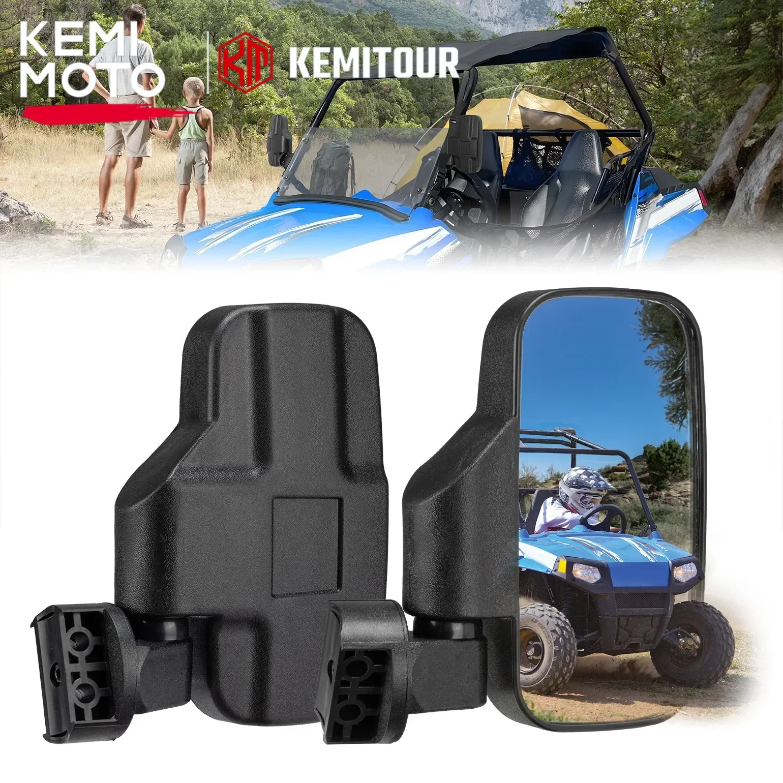 KEMiMOTO Mini Youth UTV Side Mirrors Fits For 0.75-1.25" Roll Cage Compatible with Polaris RZR 170 Ranger RZR 170 For KAYO S200