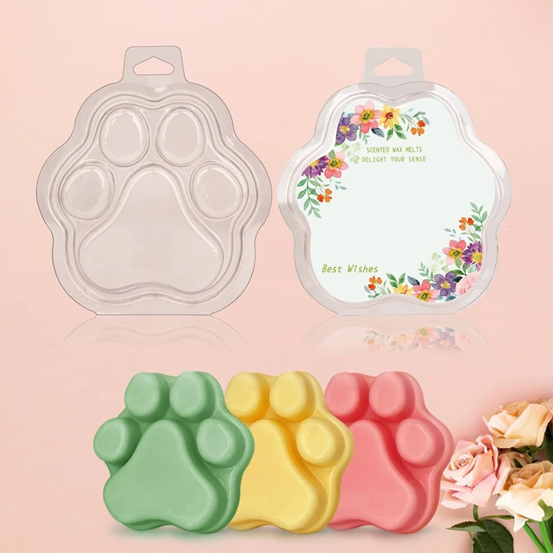 25 Pack Wax Melting Molds, Cat's Pawtransparent Empty Plastic Wax Melting Container For Coreless Tart Candles