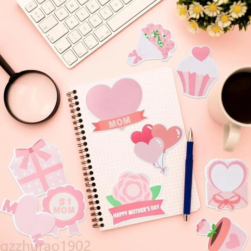 97QB 10pcs Pad Notes Pad Set Selbstklebende Notizbilder Herzform-Designs Designs