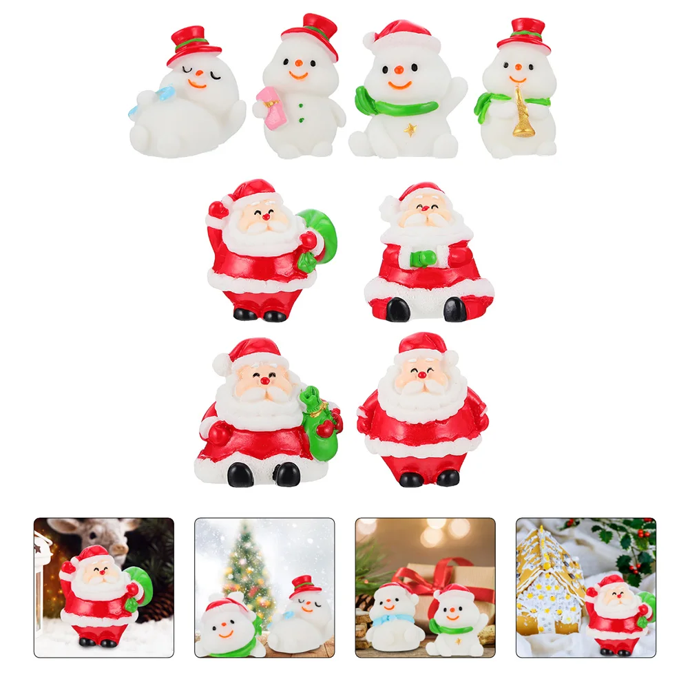 

8pcs Christmas Resin Miniatures Durable Bright Desktop Ornament Micro Landscape Accessories For Miniature Garden Gift Xmas Craft