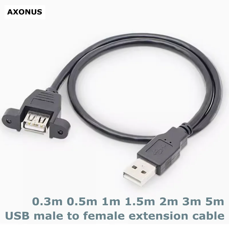 USB 2.0 A Female Panel Installed To USB A Male Plug Extension Cable Can Fix Computer Case Baffle With Screws 0.3m-5m