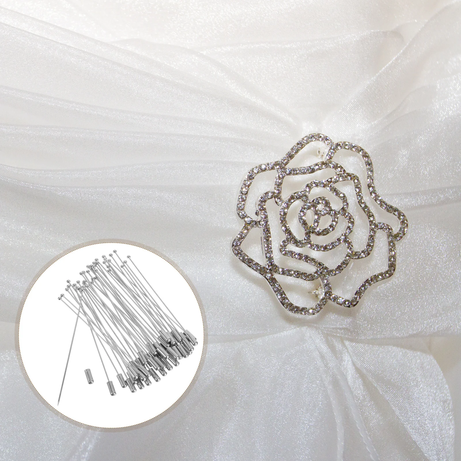 

40Pcs White K Brooch Pins Simple Copper DIY Accessories for Hat Skirt Waist Button Suit Collar Dress Lapel Jewelry Decorations