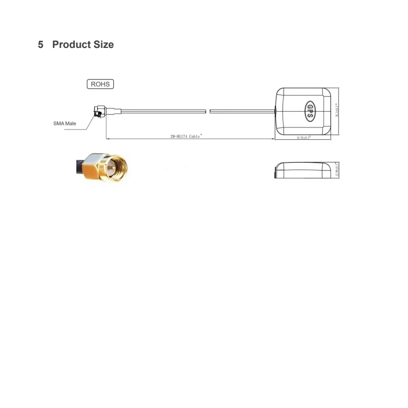 Yly001ca Hoge Versterking Gnss Actieve Positionering Antenne Lijn Lengte 2000Mm